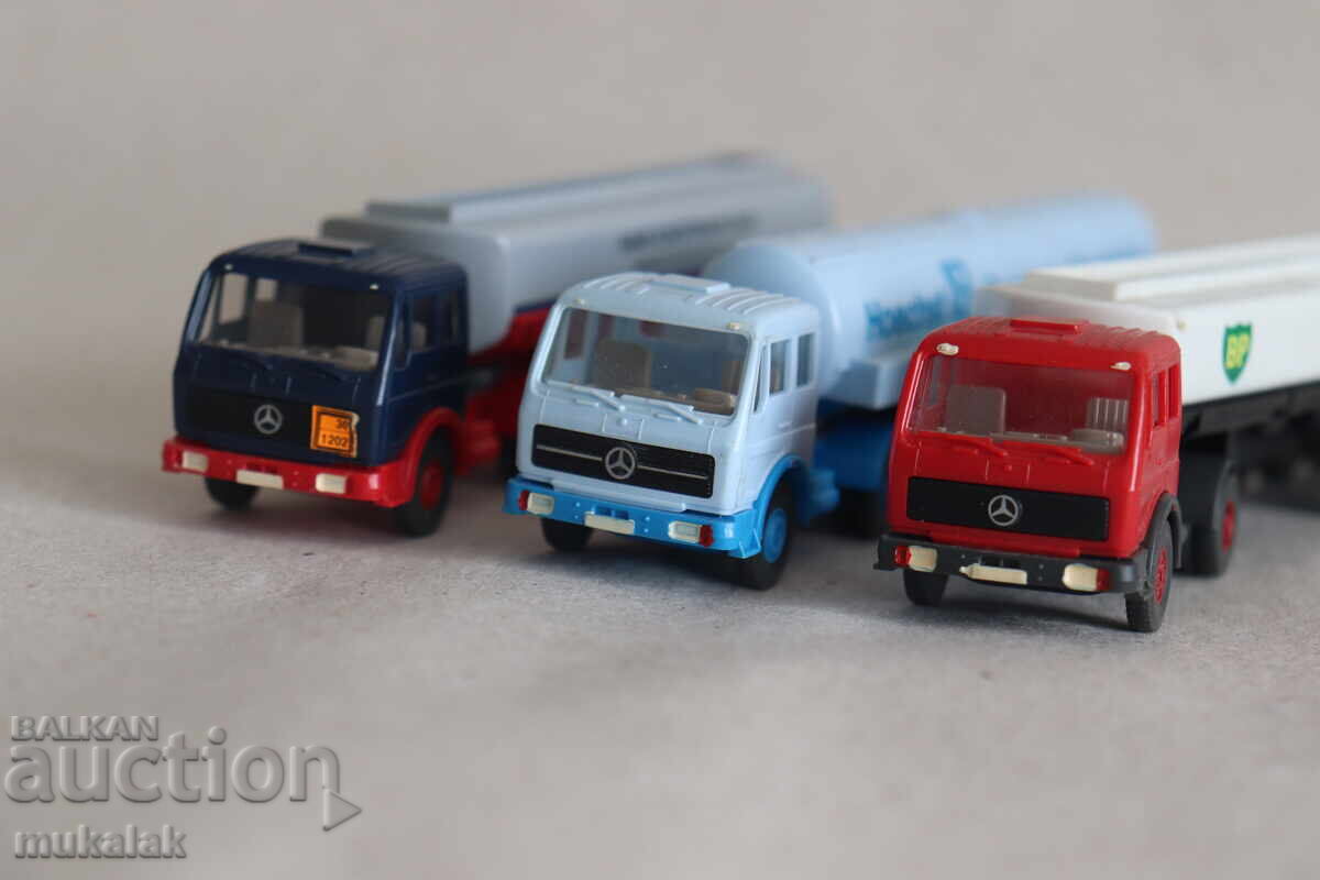 WIKING 1:87 H0 MERCEDES TANK TRUCK MODEL LOT 3 PCS. - 5 WIKING 1:87 H0 MERCEDES TANK TRUCK MODEL LOT 3 PCS. - 5