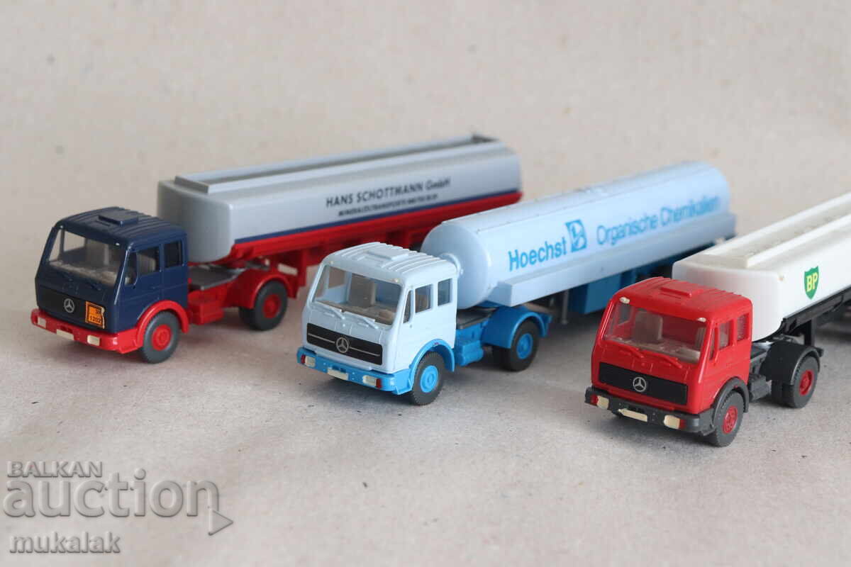 WIKING 1:87 H0 MERCEDES TANK TRUCK MODEL LOT 3 PCS. - 7 WIKING 1:87 H0 MERCEDES TANK TRUCK MODEL LOT 3 PCS. - 7