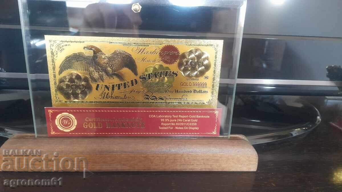 Χρυσά αναμνηστικά τραπεζογραμμάτια 1 δολάριο 1896 σε γυάλινη βάση - 5
