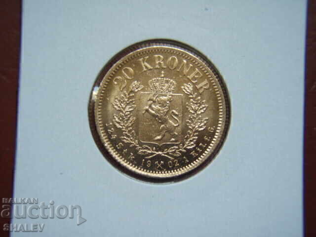 Auction 20 Kronеr 1902 Norway (20 kroner Norway) - AU/Unc (gold) Auction 20 Kronеr 1902 Norway (20 kroner Norway) - AU/Unc (gold)