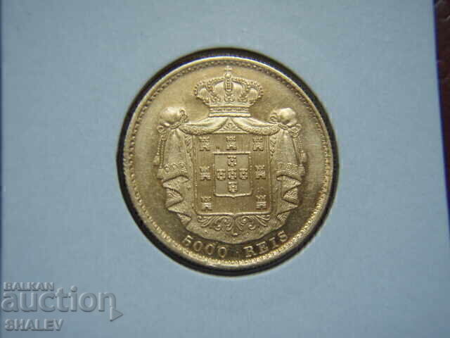 Аукцион 5000 Reis 1869 Portugal (5000 рейс Португалия) - AU+ (злато) Аукцион 5000 Reis 1869 Portugal (5000 рейс Португалия) - AU+ (злато)