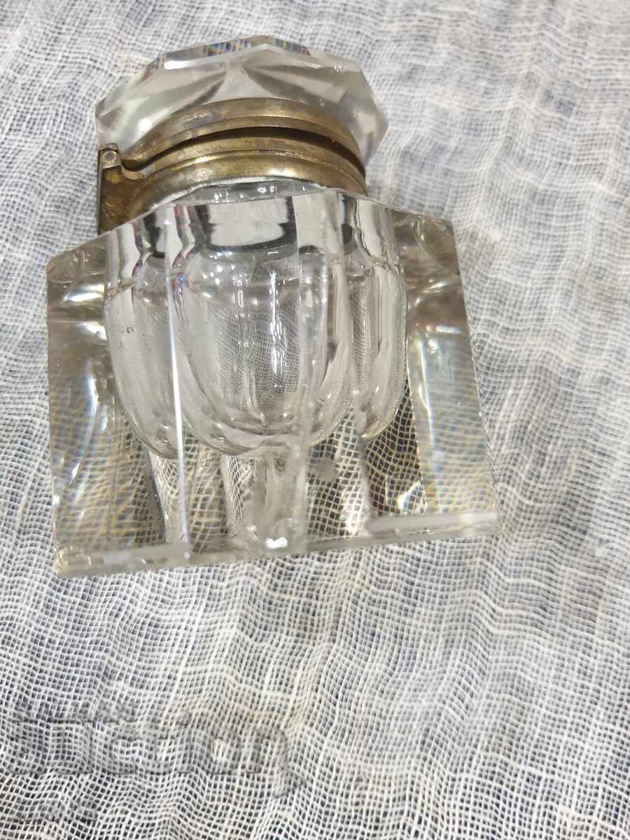 Antique inkwell made of crystal glass and brass - 5 Antique inkwell made of crystal glass and brass - 5