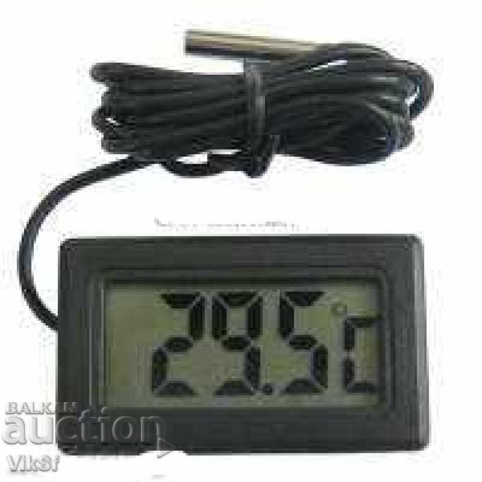 THERMOMETER OUTDOOR + INDOOR TEMPERATURE + CLOCK