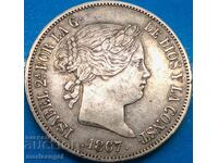 Ισπανία Thaler 2 Escudo 1867 Isabel II 25,90g ασήμι