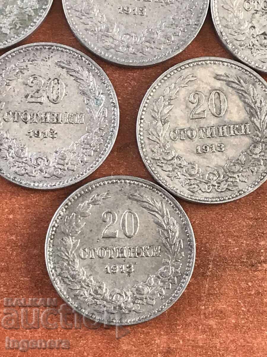 COIN COINS 20 STOTINKI BULGARIA 1913-10 NO. with price 22.00 BGN | € 11.25 COIN COINS 20 STOTINKI BULGARIA 1913-10 NO. with price 22.00 BGN | € 11.25