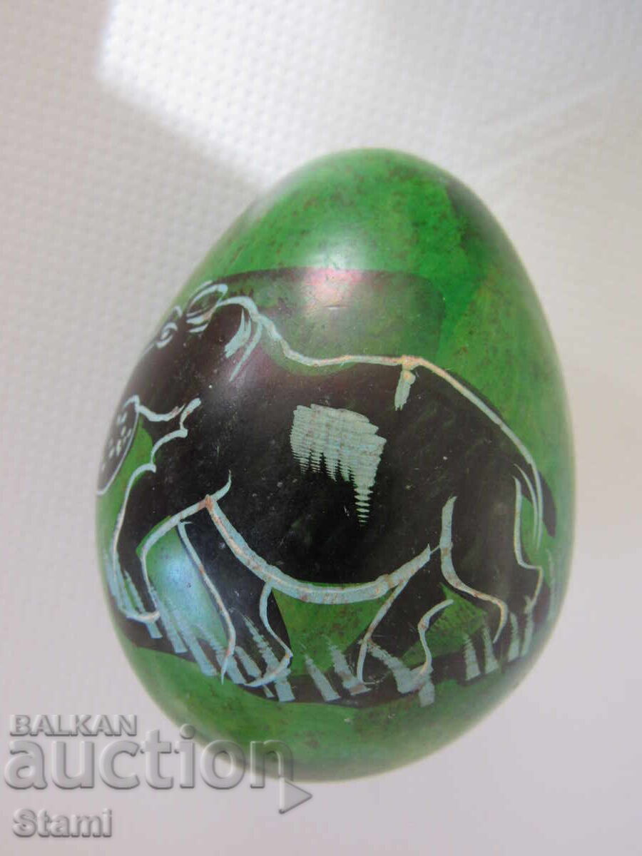 Декоративно яйце с поставка, изработено от сапунен камък - 6 Декоративно яйце с поставка, изработено от сапунен камък - 6