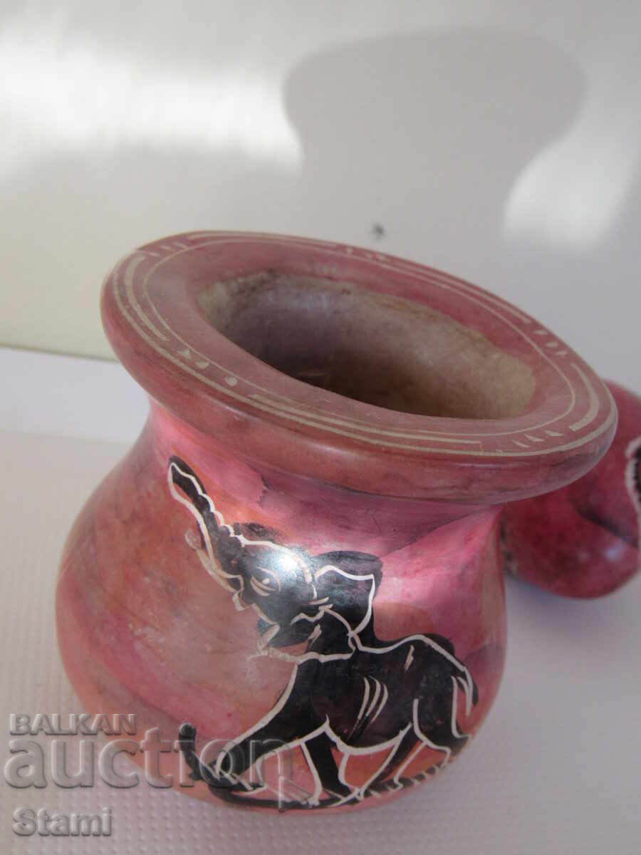 Декоративно яйце с поставка, изработено от сапунен камък - 7 Декоративно яйце с поставка, изработено от сапунен камък - 7