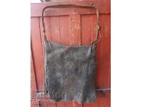 Old large leather shepherd's bag, pouch