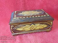 Old wooden box for jewelry carving