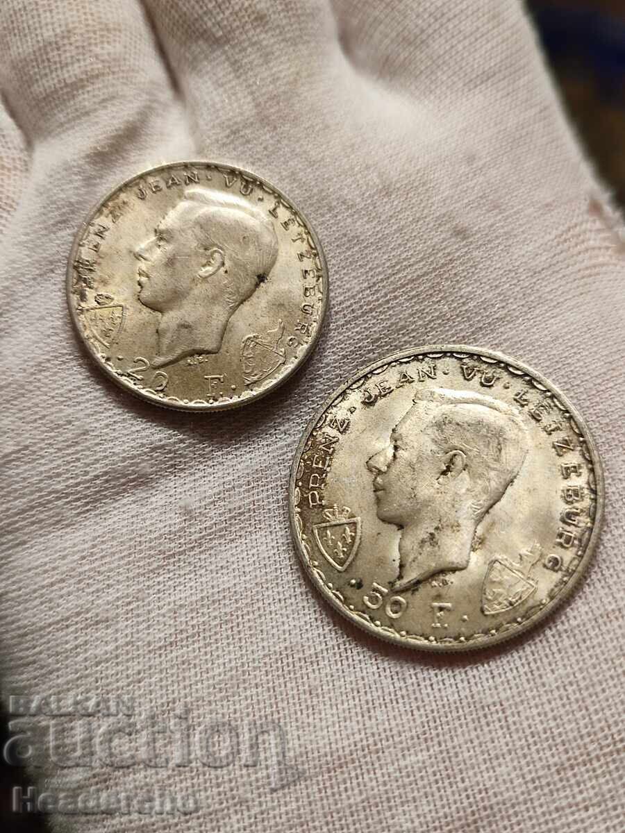 Lot de 20, 50 și 100 de franci Luxemburg 1946. argint - 5 Lot de 20, 50 și 100 de franci Luxemburg 1946. argint - 5