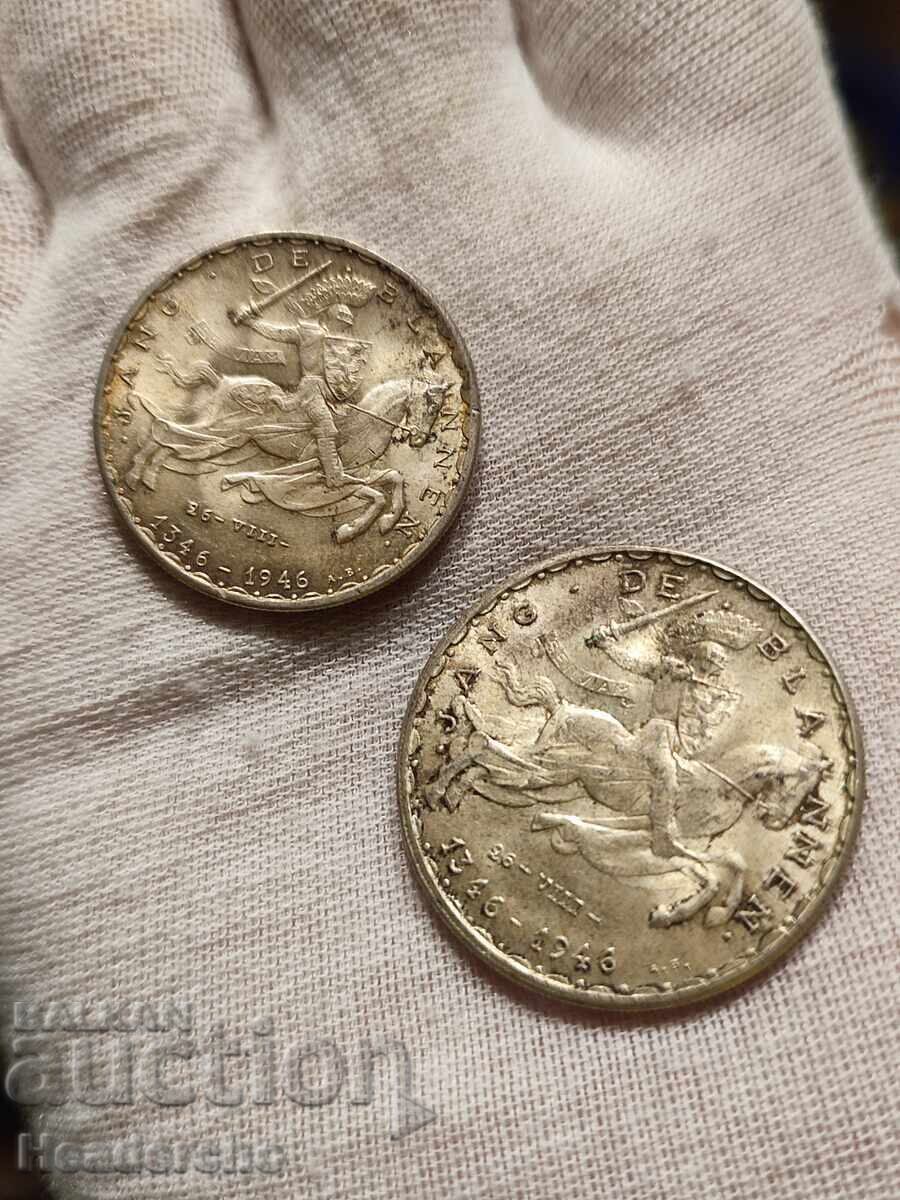 Lot de 20, 50 și 100 de franci Luxemburg 1946. argint - 6 Lot de 20, 50 și 100 de franci Luxemburg 1946. argint - 6