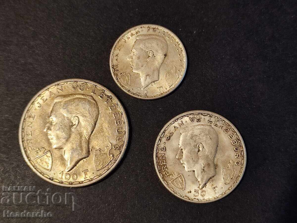 Lot de 20, 50 și 100 de franci Luxemburg 1946. argint Lot de 20, 50 și 100 de franci Luxemburg 1946. argint