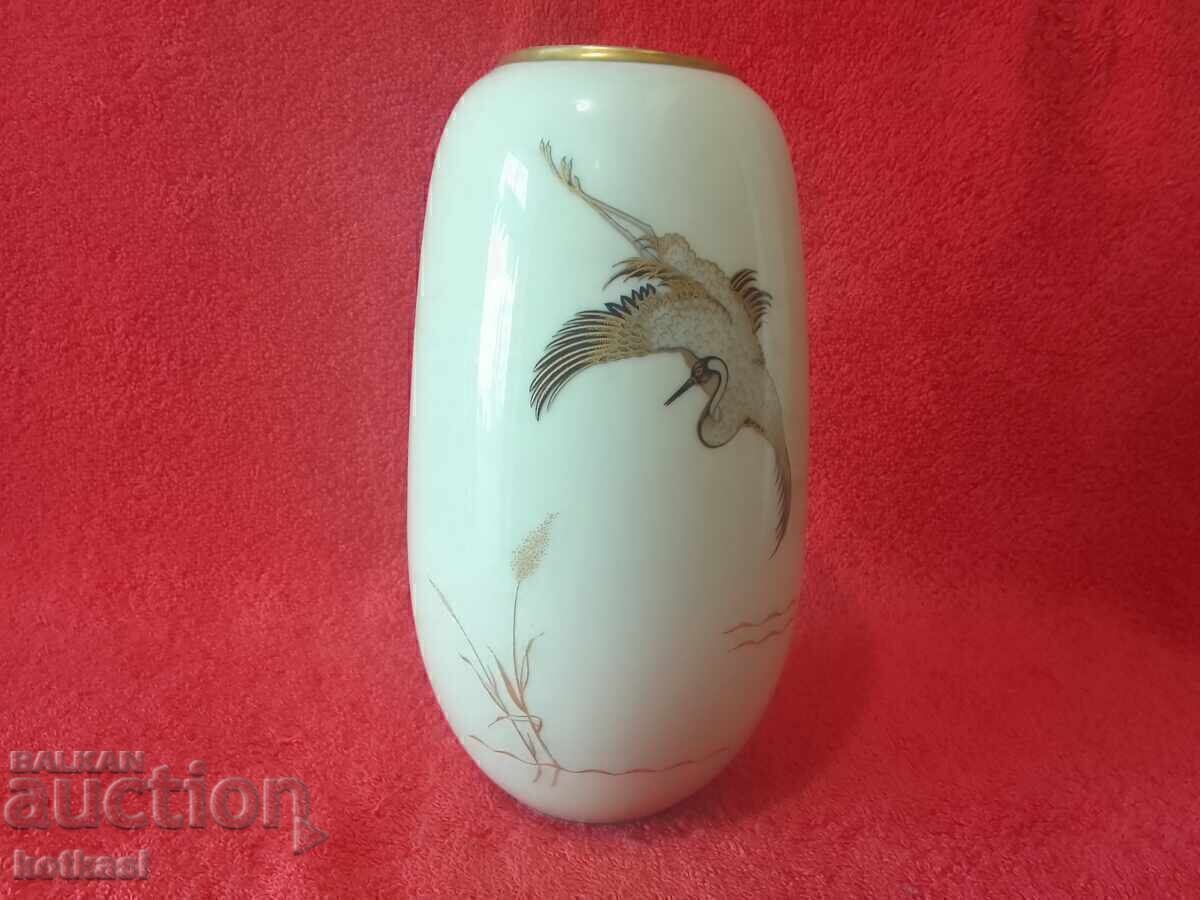 Old porcelain Vase JAEGER Bavaria gilded Bird Drawing Old porcelain Vase JAEGER Bavaria gilded Bird Drawing