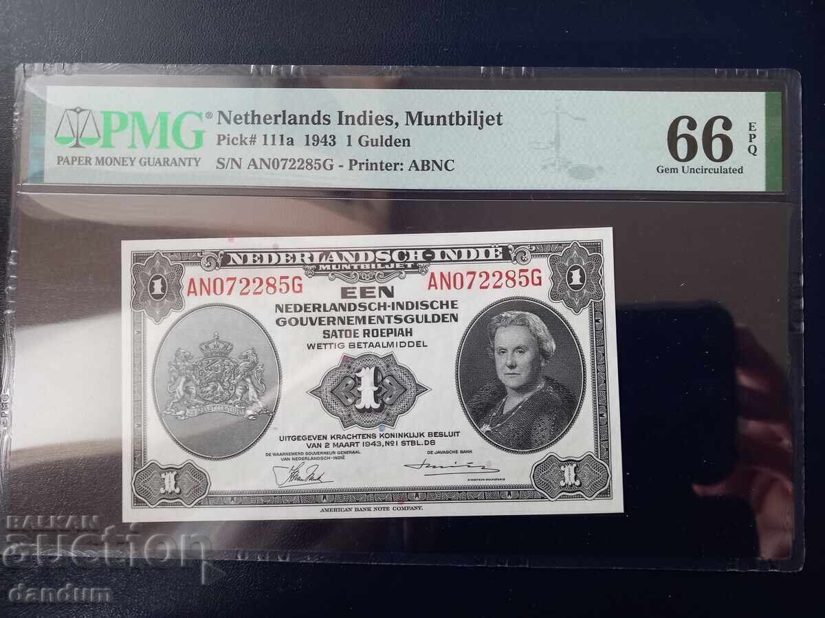 1 guilder Netherlands Indies 1943 PMG 66 1 guilder Netherlands Indies 1943 PMG 66