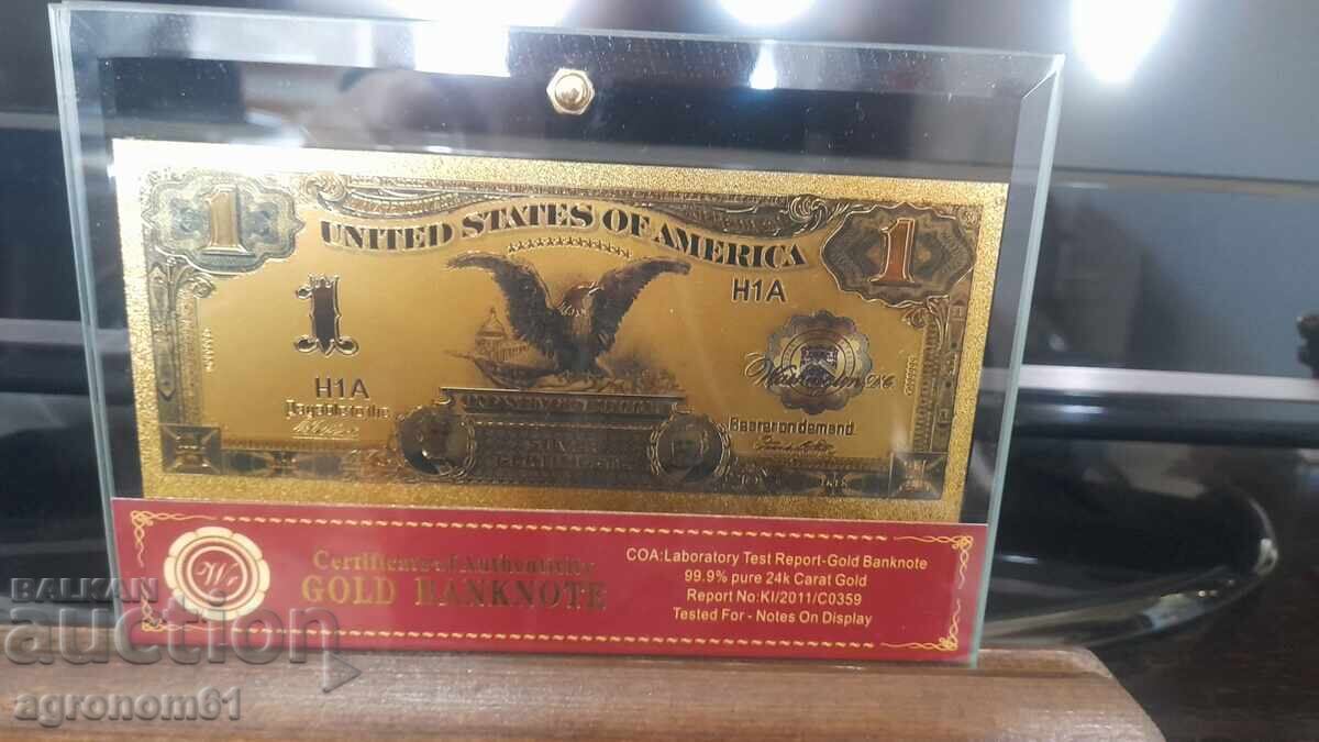 Souvenir gold banknotes 100 dollars 1882 in a stand - 5 Souvenir gold banknotes 100 dollars 1882 in a stand - 5