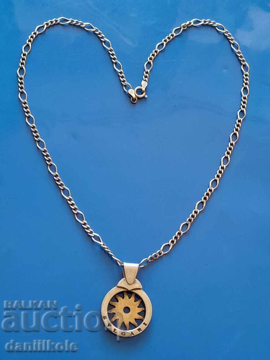 *$*Y*$* СРЕБЪРЕН ЛАНЕЦ BVLGARI БУЛГАРИ СЛЪНЦЕ СУПЕР *$*Y*$*