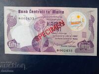 Exemplar Malta 5 lire sterline