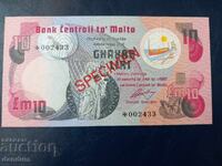 Exemplar Malta 10 lire sterline