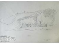 Vasil Stoilov - landscape - drawing - signed - 1936