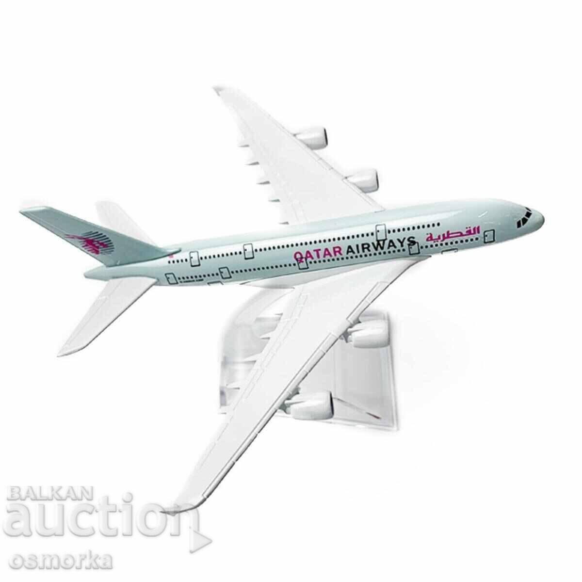Delivery of Airbus 380 airplane model mockup Qatar Airways metal travel