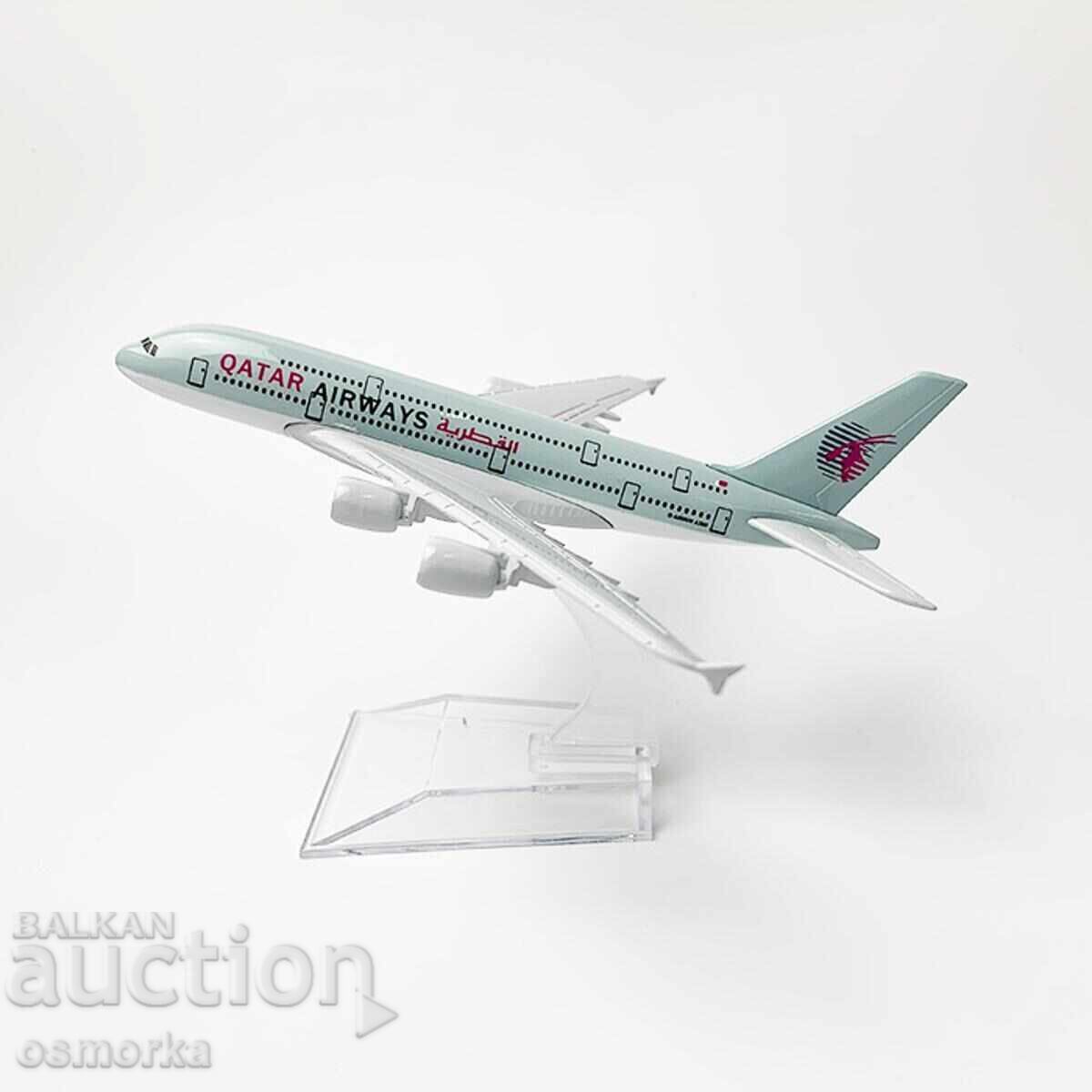 Airbus 380 airplane model mockup Qatar Airways metal travel
