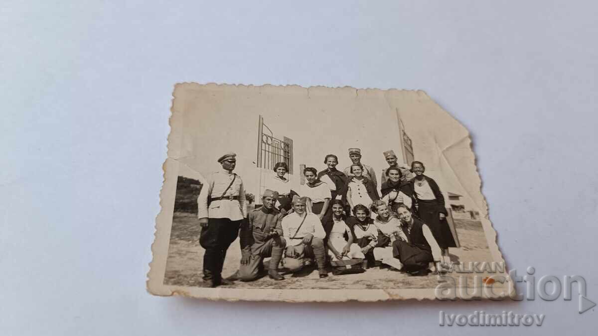 Photo Officers and young girls on the Serbian border 1937 Photo Officers and young girls on the Serbian border 1937