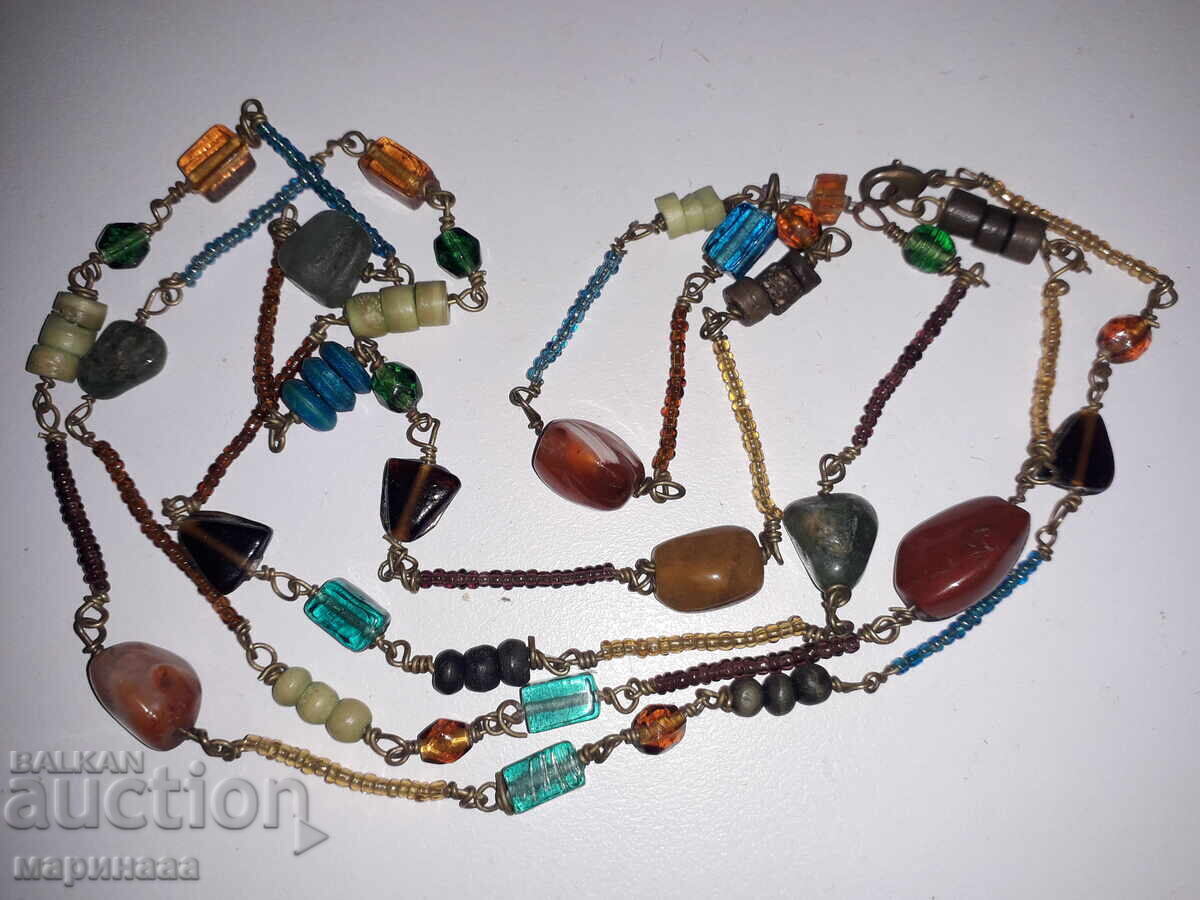 Auction LONG NECKLACE. BRONZE, NATURAL STONES, GLASS Auction LONG NECKLACE. BRONZE, NATURAL STONES, GLASS