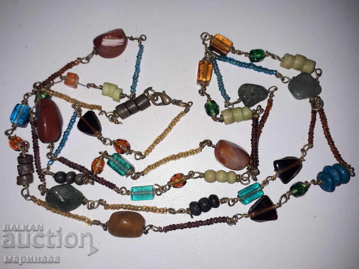 LONG NECKLACE. BRONZE, NATURAL STONES, GLASS LONG NECKLACE. BRONZE, NATURAL STONES, GLASS