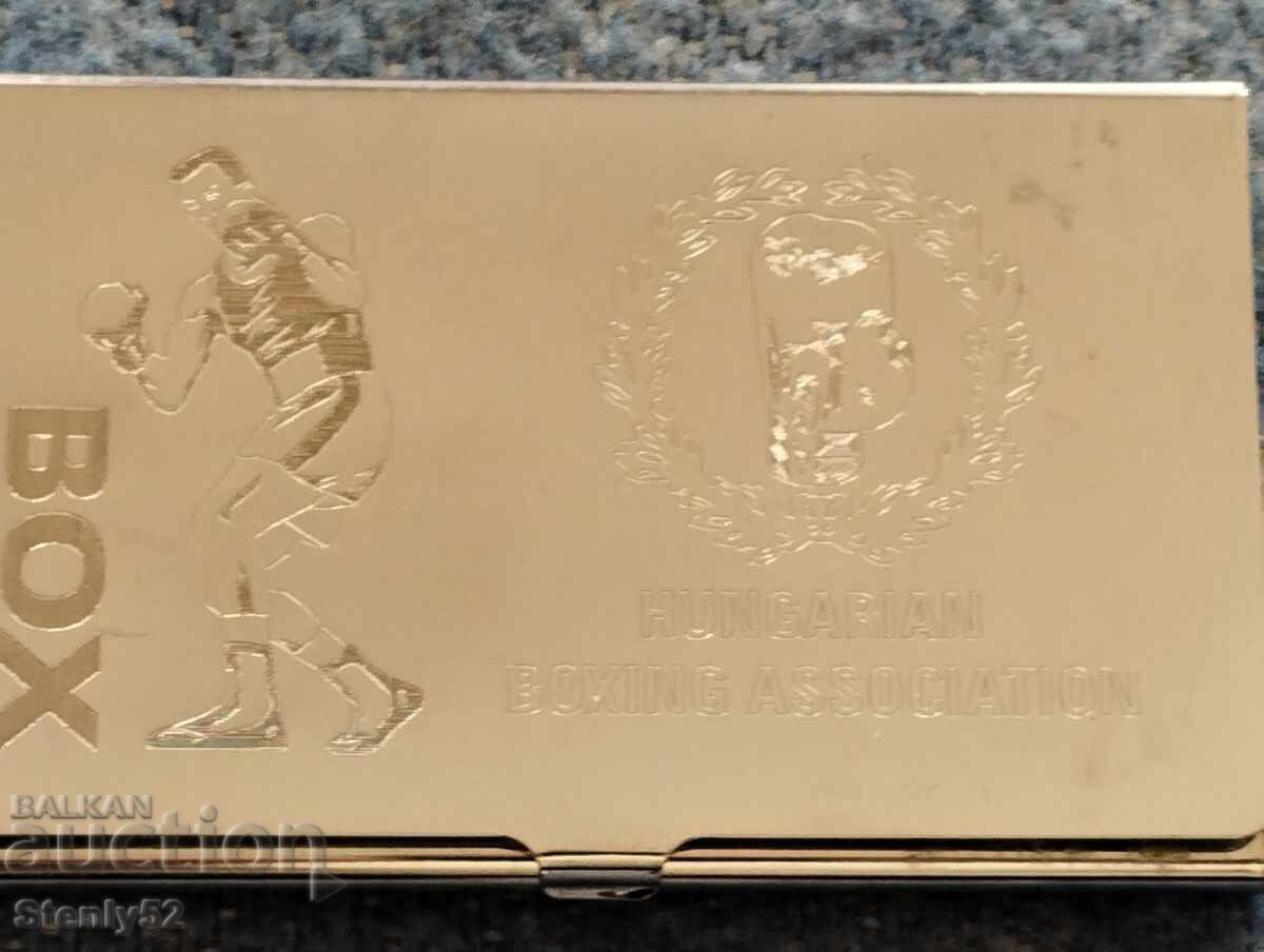 Metal business card holder with the inscription Hungarian Boxing Association with price 10.00 BGN | € 5.11