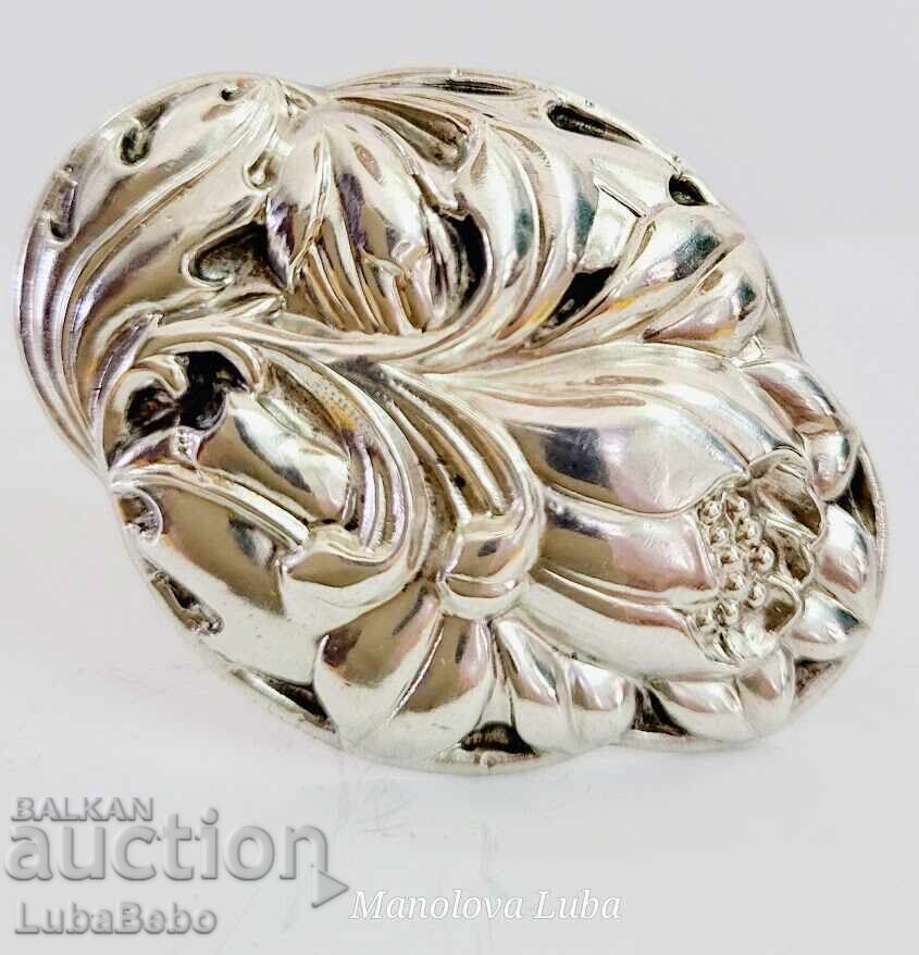 Large Antique Brooch 800 Silver. Art Nouveau - 5 Large Antique Brooch 800 Silver. Art Nouveau - 5