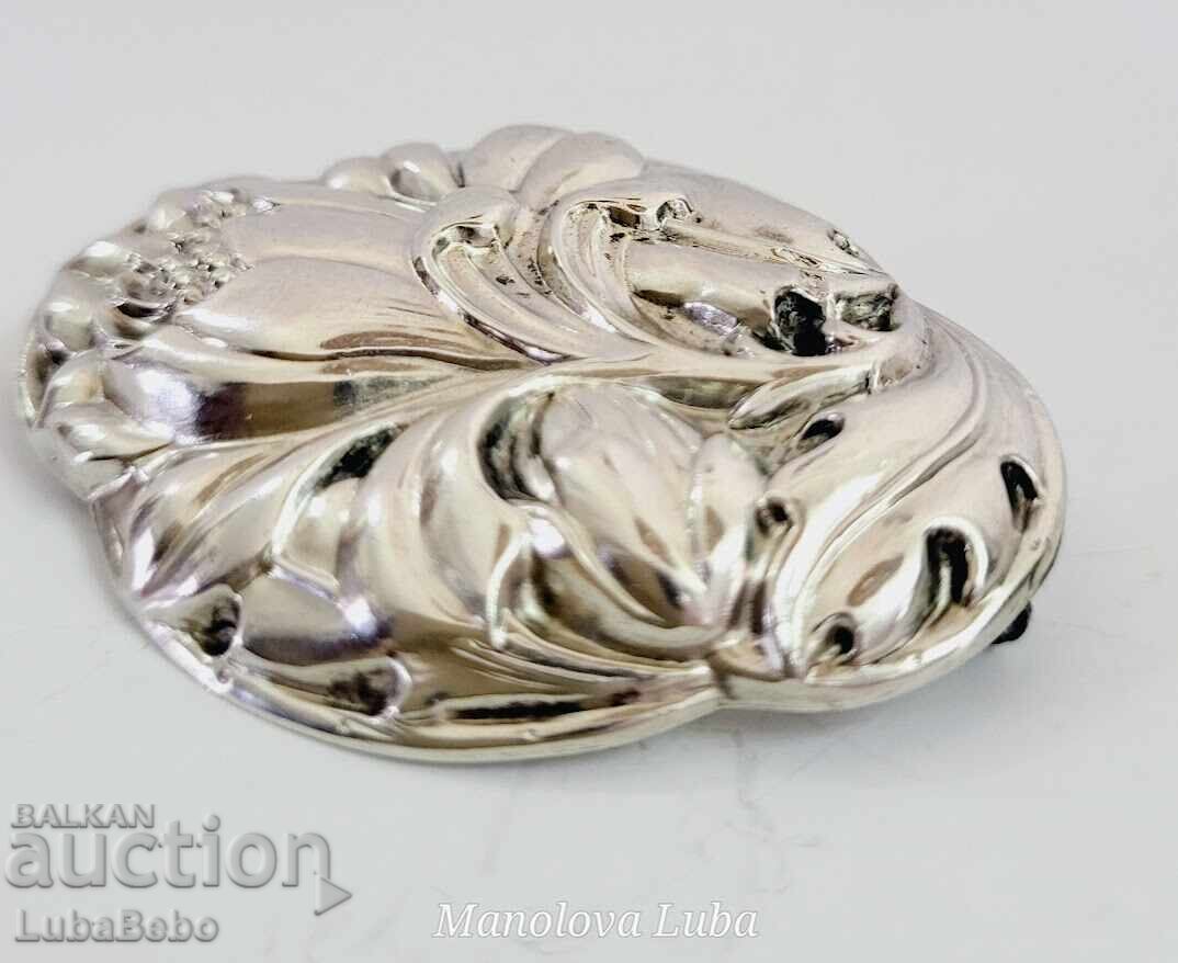 Large Antique Brooch 800 Silver. Art Nouveau - 6 Large Antique Brooch 800 Silver. Art Nouveau - 6