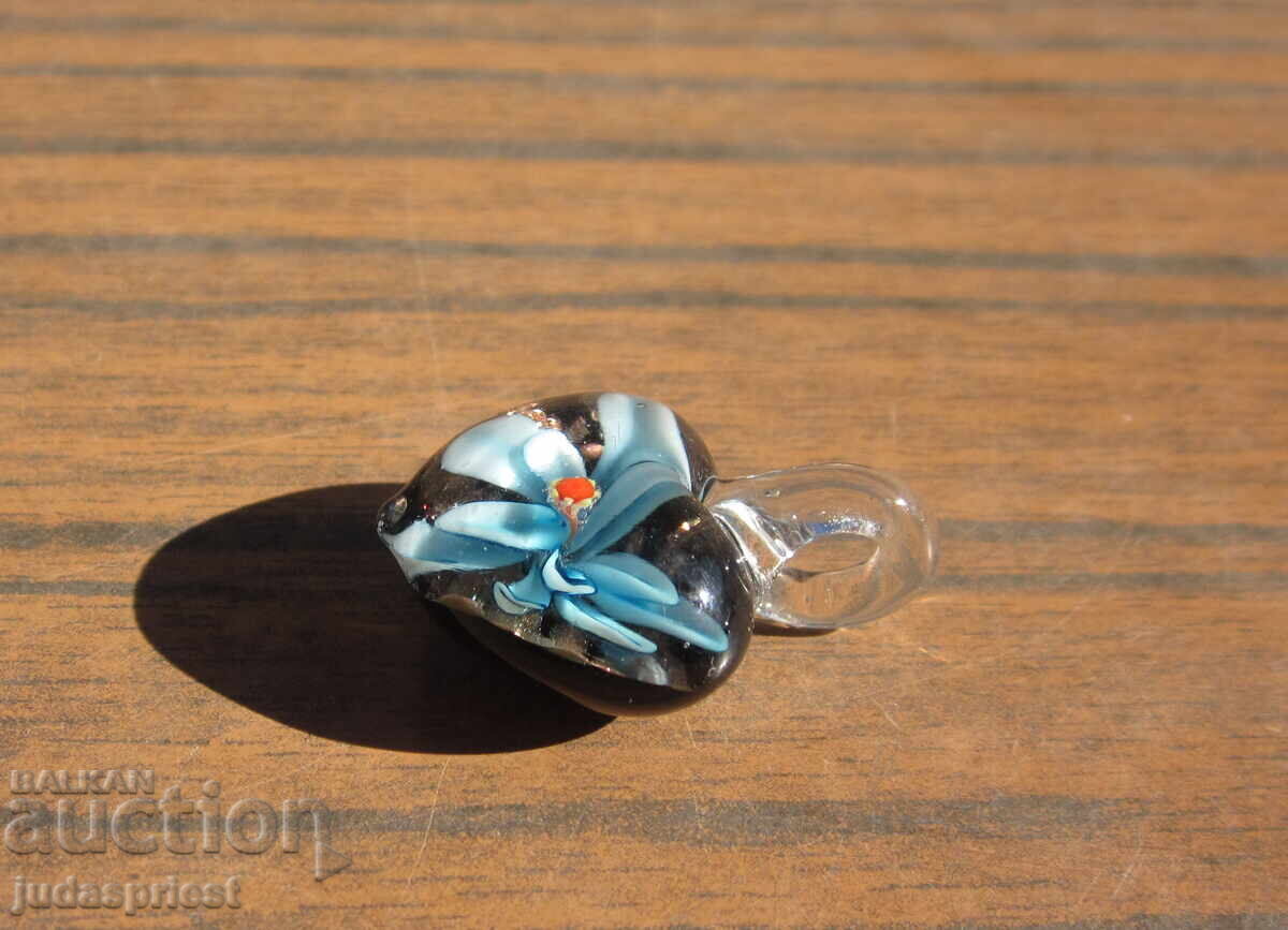 Γυάλινο μενταγιόν κόσμημα με λουλούδι από γυαλί Murano - 5