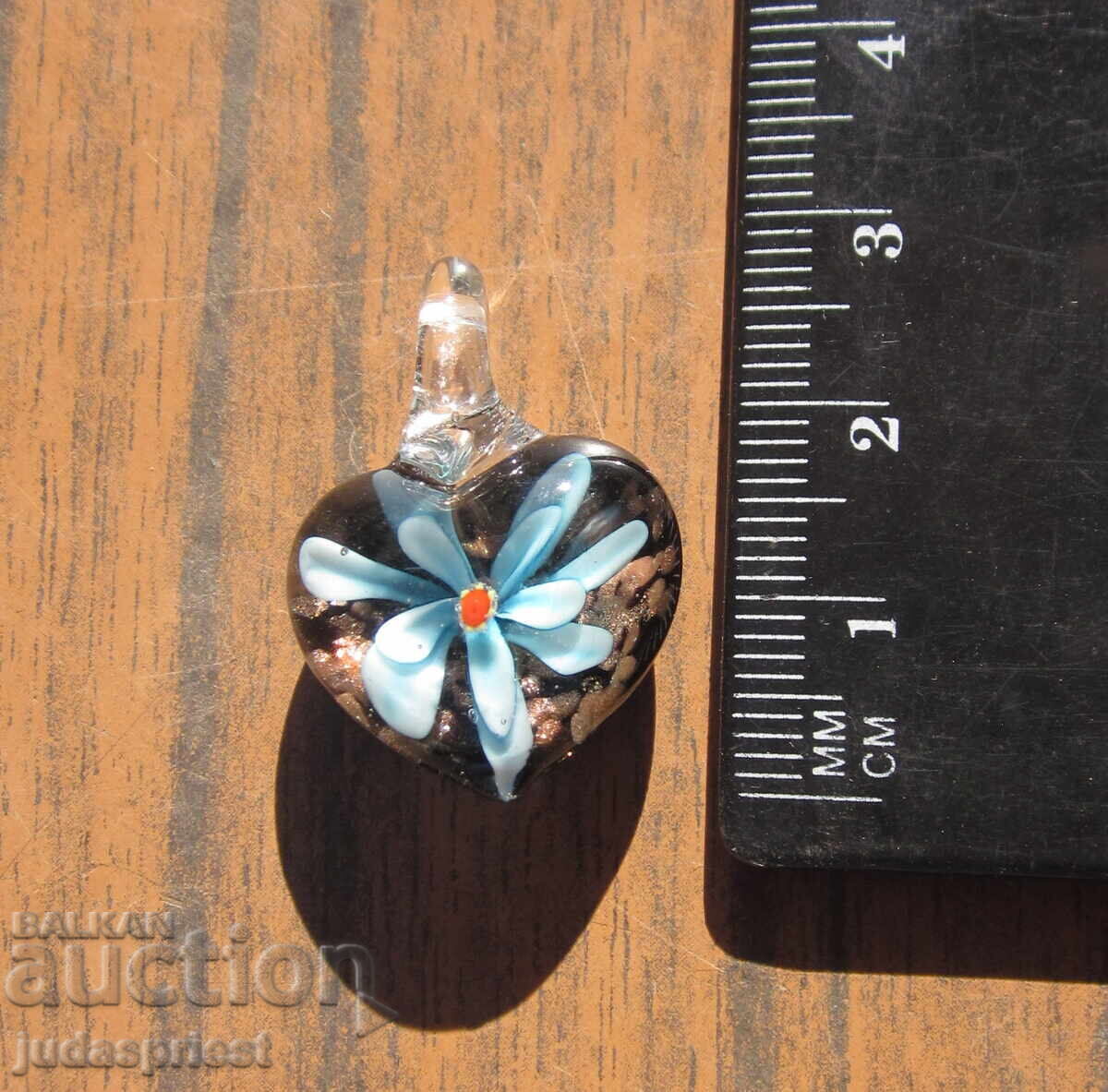 Γυάλινο μενταγιόν κόσμημα με λουλούδι από γυαλί Murano - 7