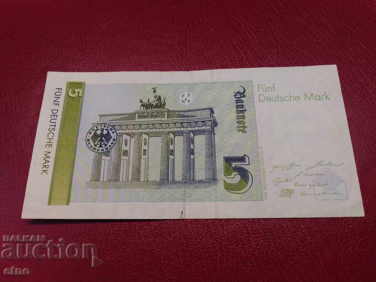 5 Mark 1991 Germany, Banknote with price 25.00 BGN | € 12.78 5 Mark 1991 Germany, Banknote with price 25.00 BGN | € 12.78