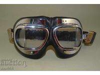 Old motorcycle pilot goggles. Retro motorcycle goggles