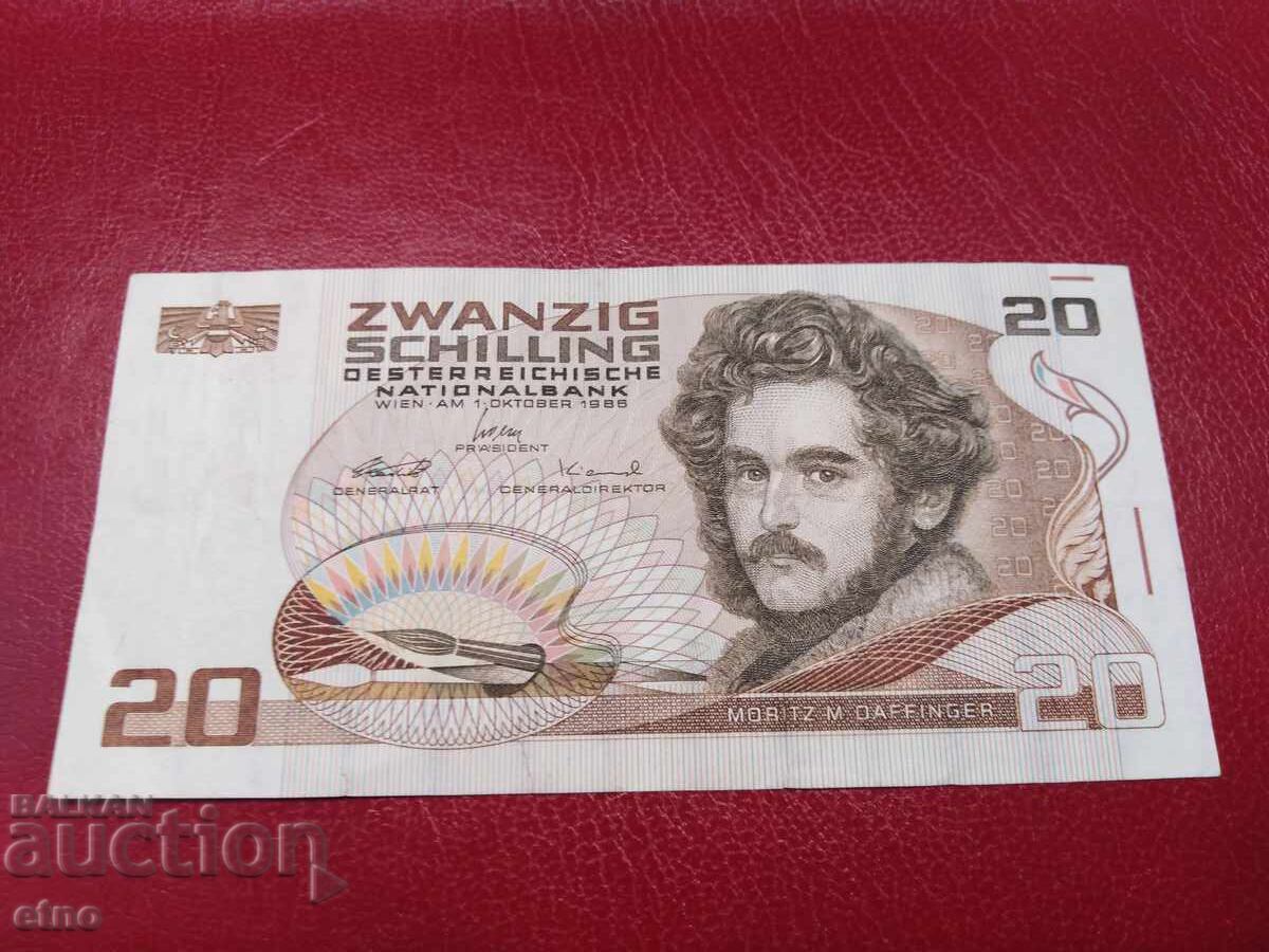 20 Shillings 1986 AUSTRIA, banknote 20 Shillings 1986 AUSTRIA, banknote