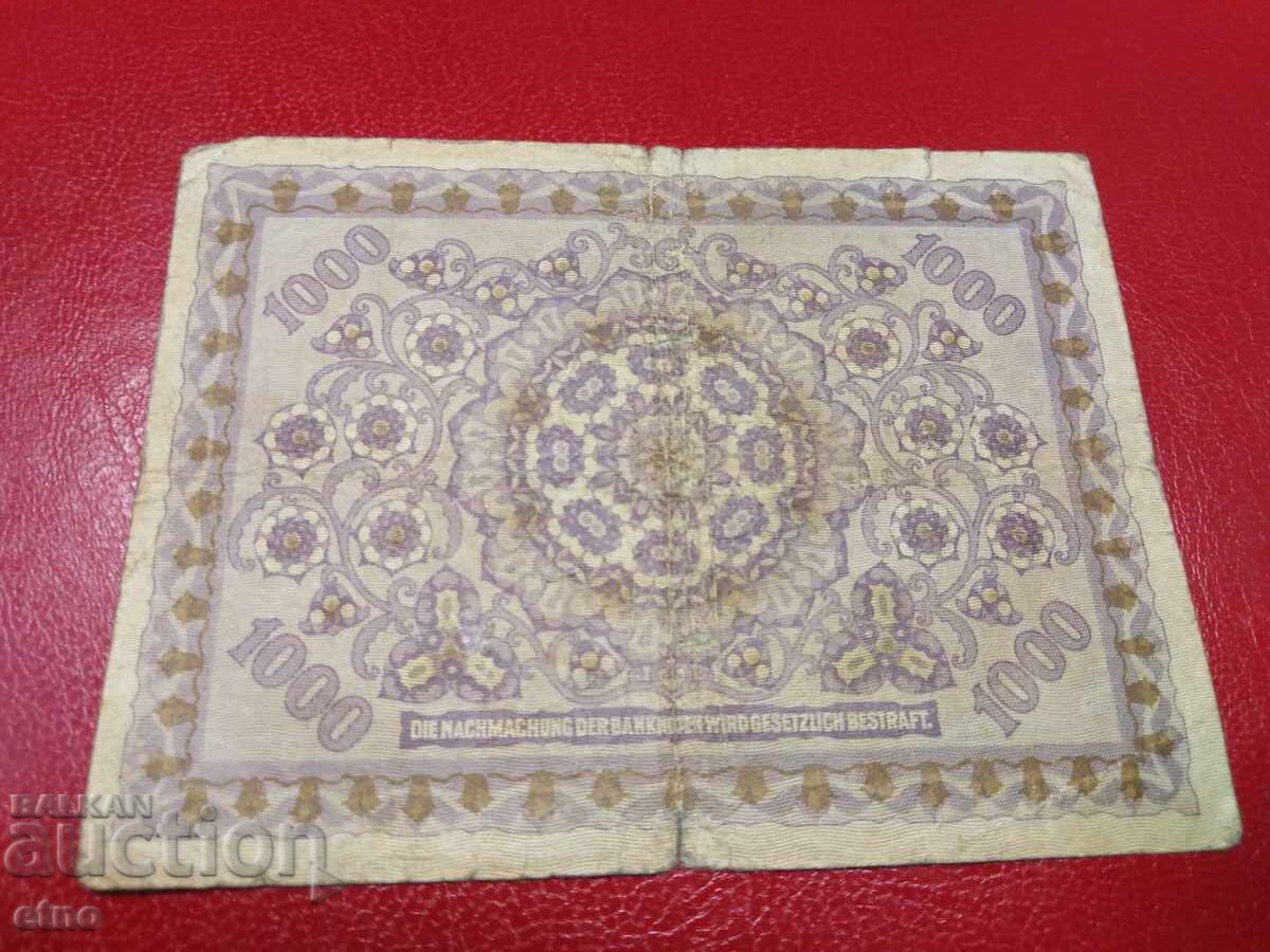 1000 КРОНИ 1922 АВСТРИЯ , банкнота с цена 10.00 лв. | € 5.11 1000 КРОНИ 1922 АВСТРИЯ , банкнота с цена 10.00 лв. | € 5.11