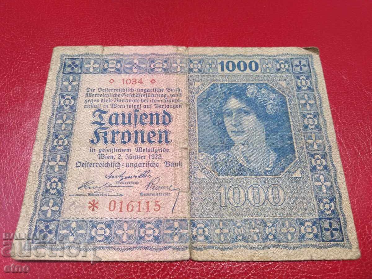 1000 КРОНИ 1922 АВСТРИЯ , банкнота 1000 КРОНИ 1922 АВСТРИЯ , банкнота