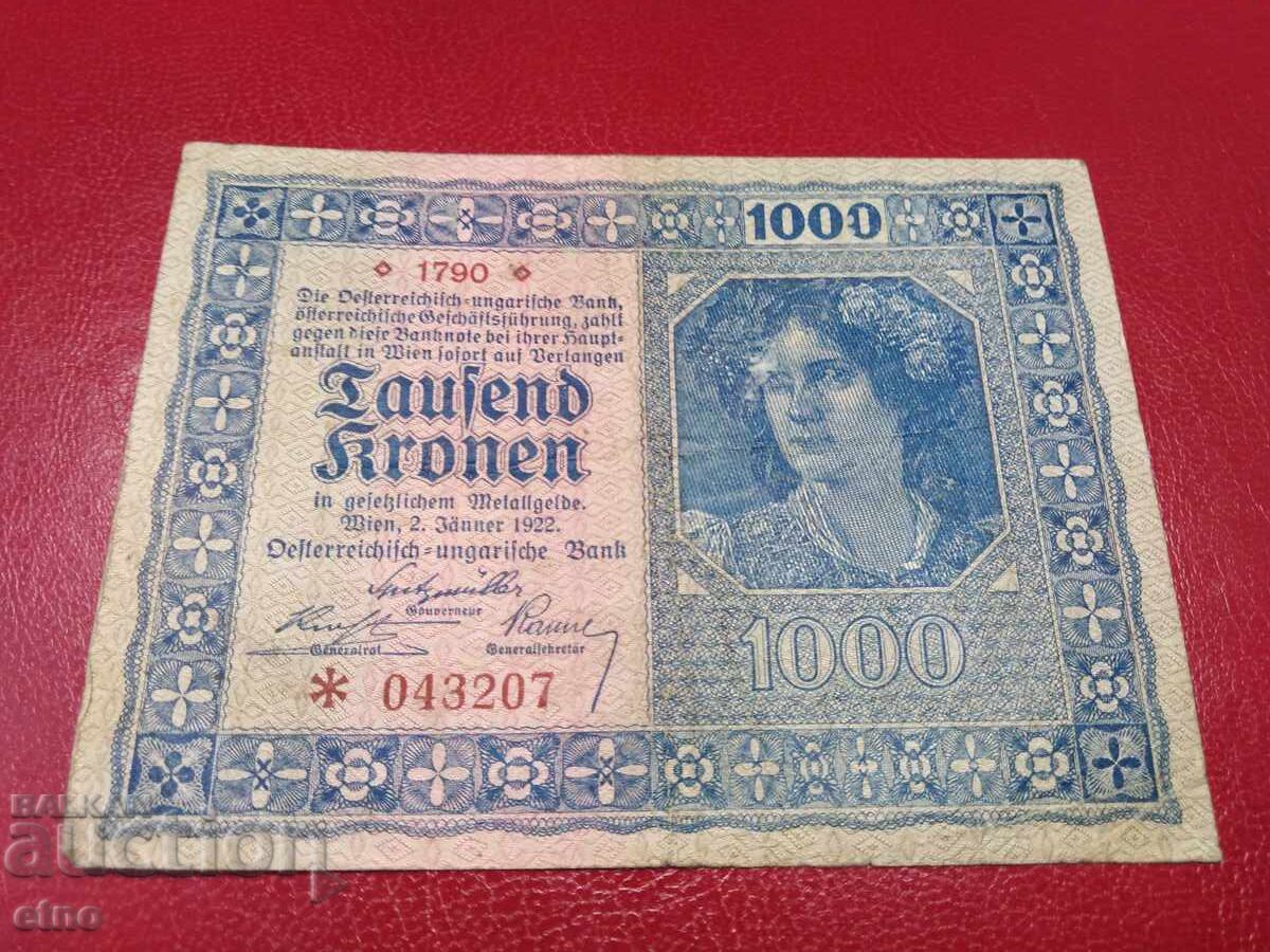 1000 ΚΡΟΝΙ 1922 ΑΥΣΤΡΙΑ, τραπεζογραμμάτιο 1000 ΚΡΟΝΙ 1922 ΑΥΣΤΡΙΑ, τραπεζογραμμάτιο