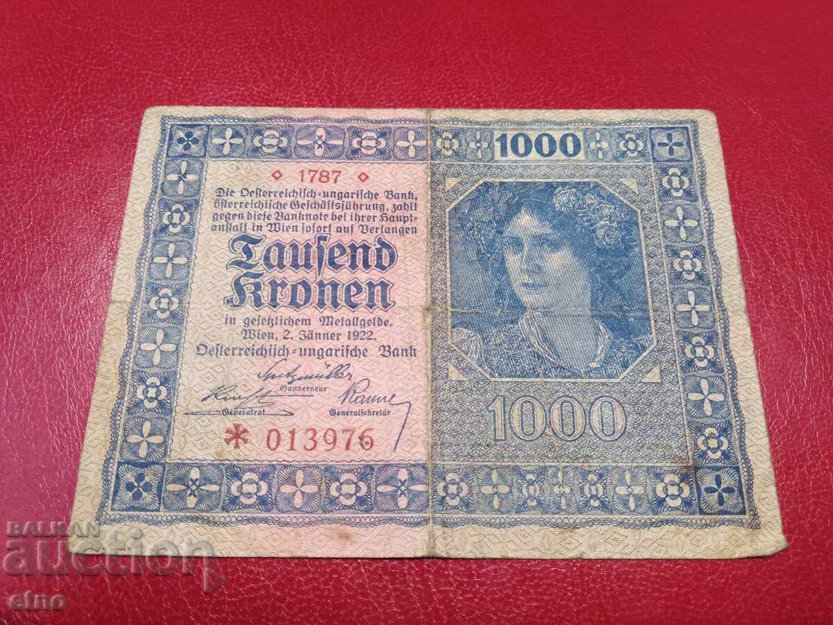 1000 ΚΡΟΝΙ 1922 ΑΥΣΤΡΙΑ, τραπεζογραμμάτιο 1000 ΚΡΟΝΙ 1922 ΑΥΣΤΡΙΑ, τραπεζογραμμάτιο