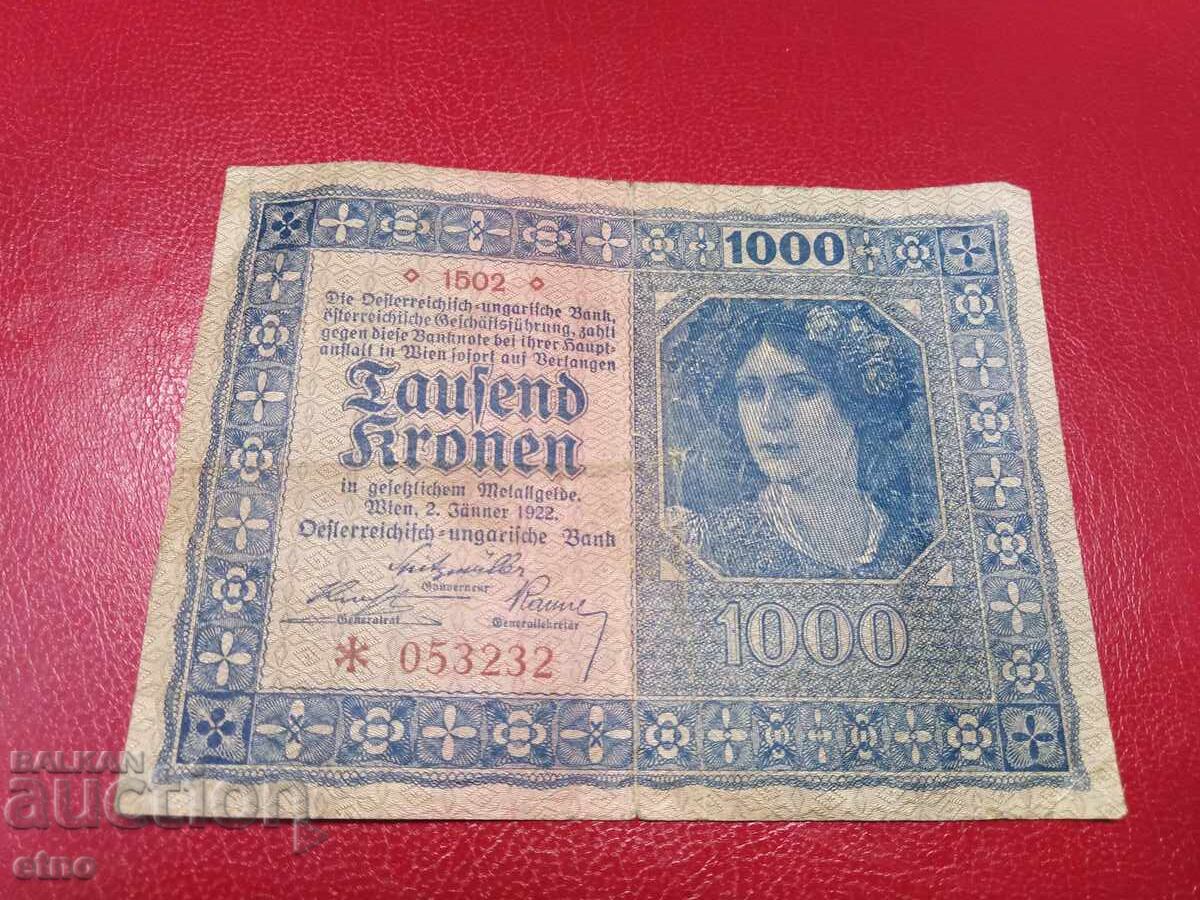 1000 ΚΡΟΝΙ 1922 ΑΥΣΤΡΙΑ, τραπεζογραμμάτιο 1000 ΚΡΟΝΙ 1922 ΑΥΣΤΡΙΑ, τραπεζογραμμάτιο