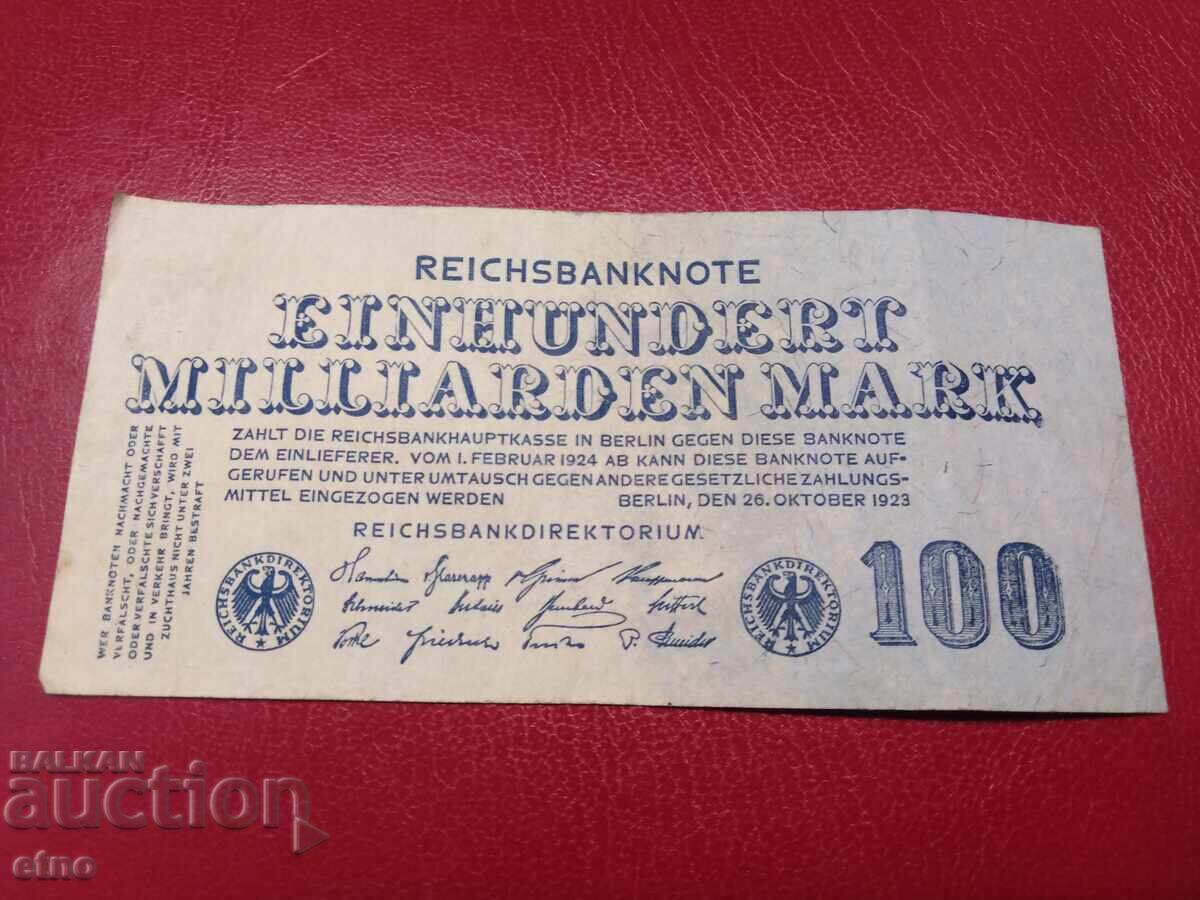 100 MILIARDE MĂRCI 1923 GERMANIA, bancnotă