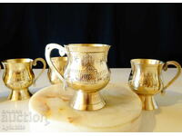 Brass Taj Mahal cups, 4 pcs