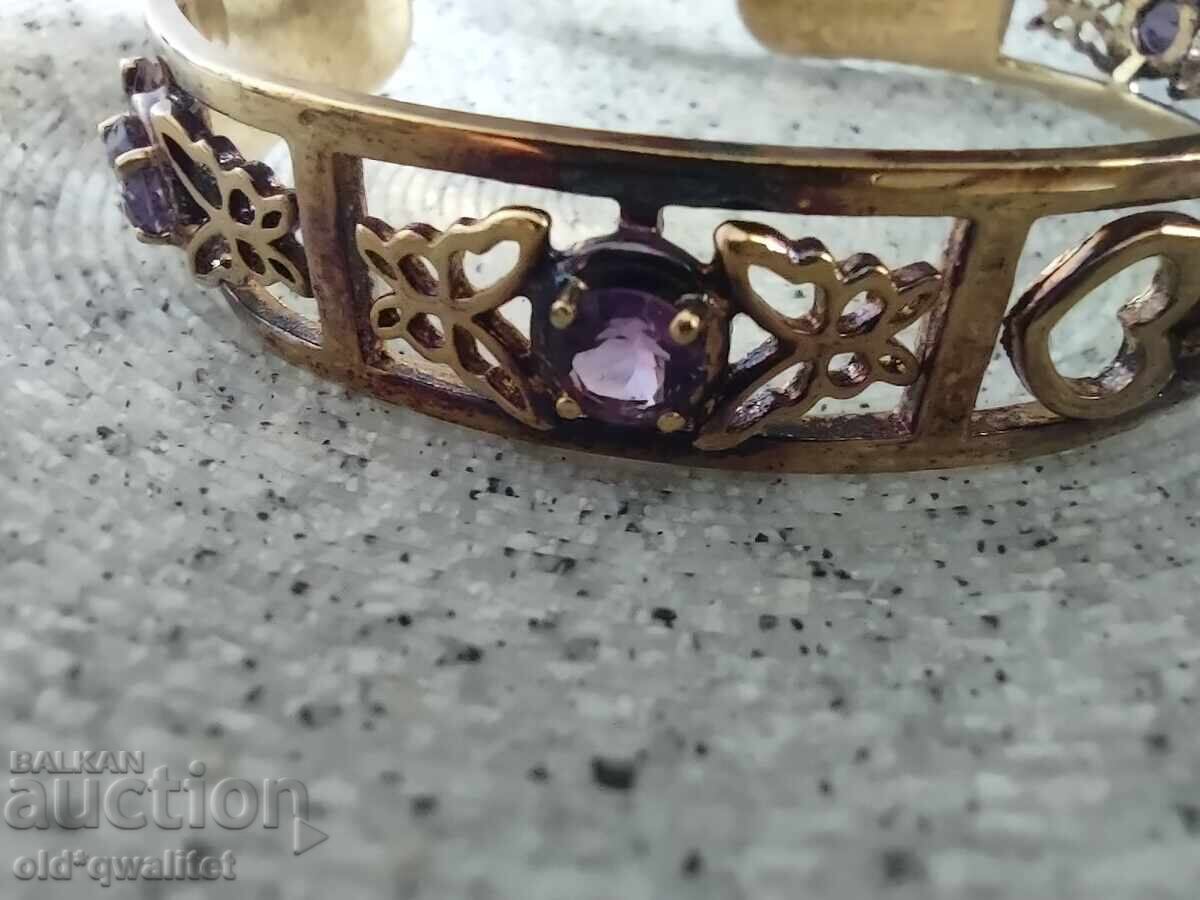Auction SILVER BRACELET, gold plated, 925 silver, Amethyst, designer Auction SILVER BRACELET, gold plated, 925 silver, Amethyst, designer