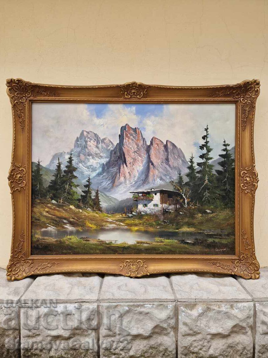 Auction Large landscape painting, artist, oil on canvas Auction Large landscape painting, artist, oil on canvas