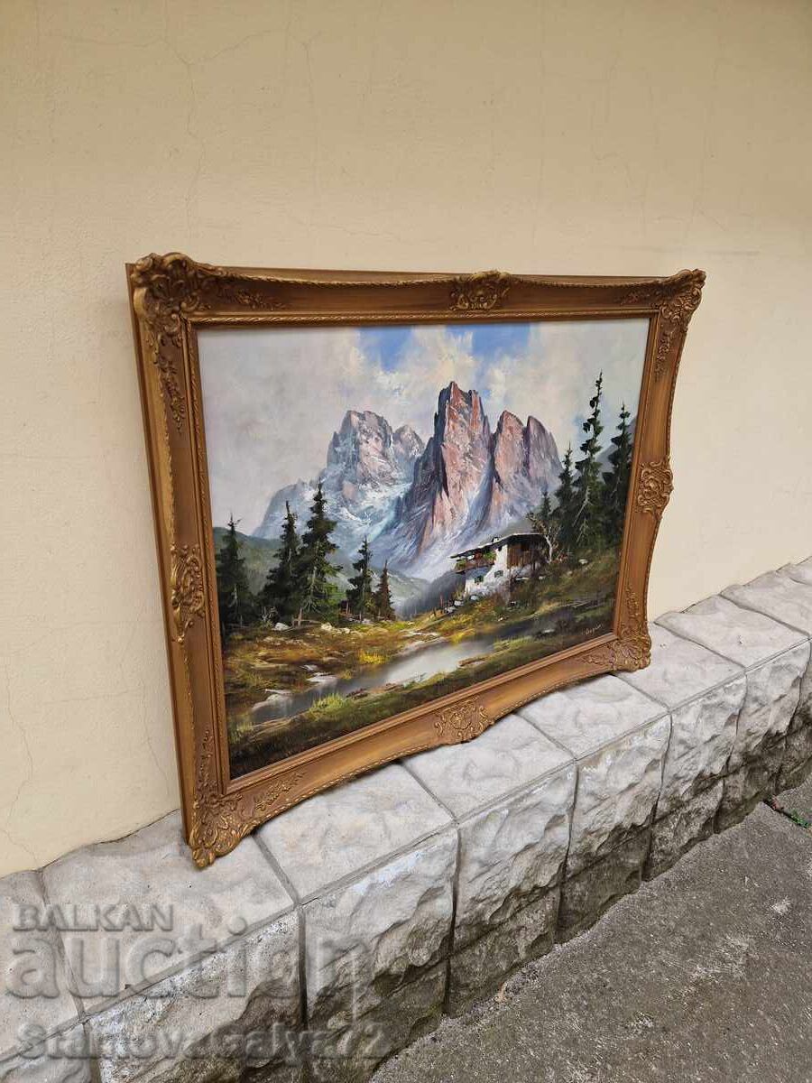 Delivery of Large landscape painting, artist, oil on canvas Delivery of Large landscape painting, artist, oil on canvas