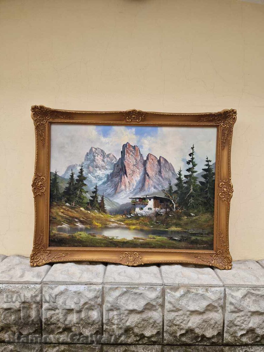 Large landscape painting, artist, oil on canvas Large landscape painting, artist, oil on canvas