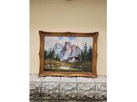 Large landscape painting, artist, oil on canvas