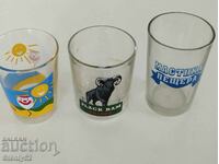 3 бр.стъклени фирмени чаши,дебело стъкло.
