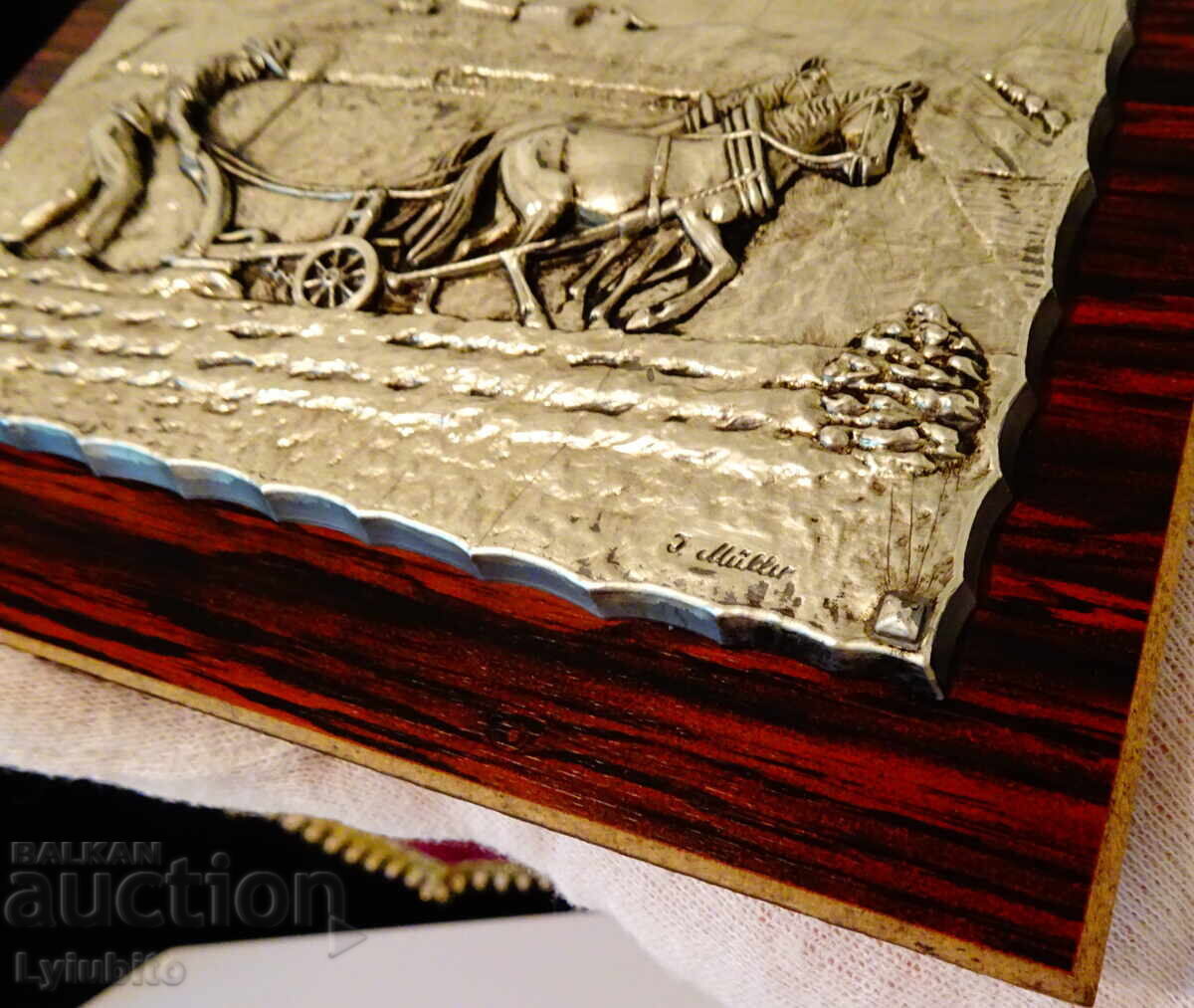 Plowman, horse, relief tin picture, tin panel, author with price 29.00 BGN | € 14.83 Plowman, horse, relief tin picture, tin panel, author with price 29.00 BGN | € 14.83